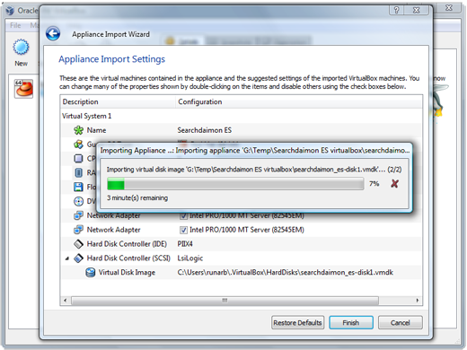 Es on Virtualbox 7